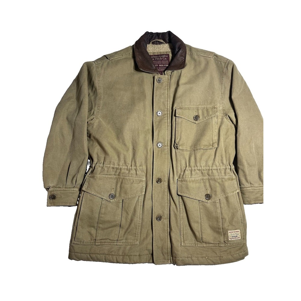 Abercrombie & Fitch VTG Mens M Sherpa Lined Heavy Green Military Barn Chore Coat